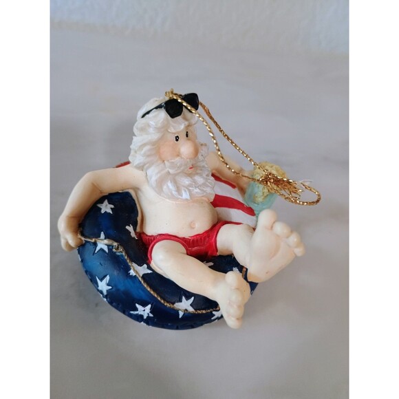 Vintage Christmas Ornament Summertime/Beach Santa Floating The River - American - Picture 5 of 5